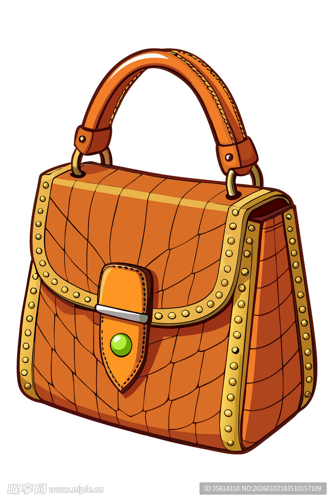 复古橙色手提包插画