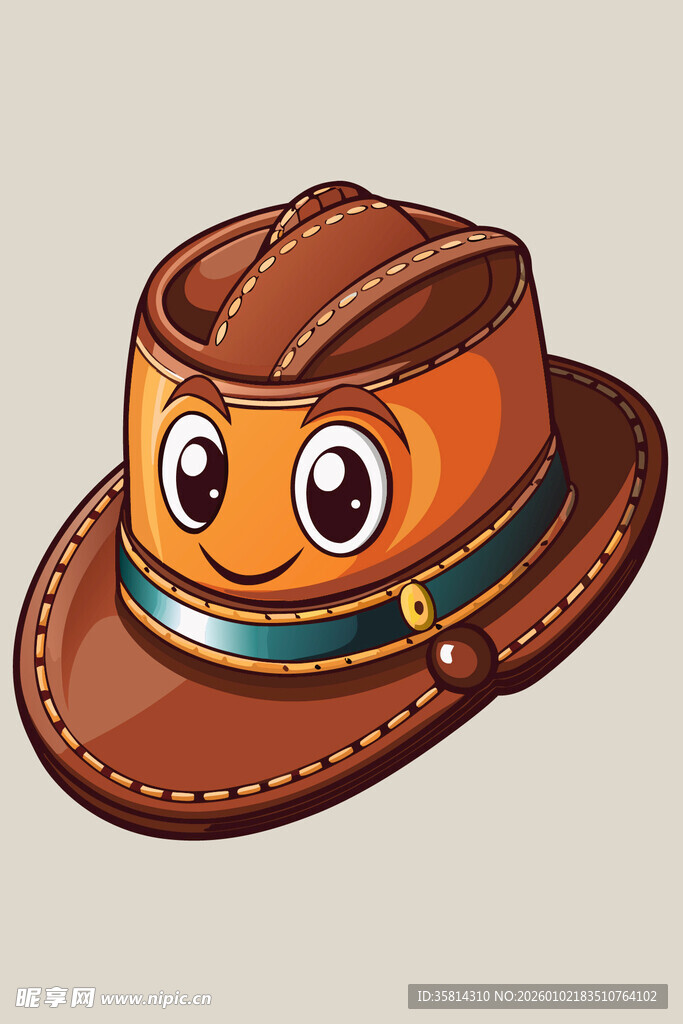 可爱卡通棕色笑脸帽子