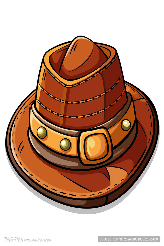 复古风棕色装饰牛仔帽