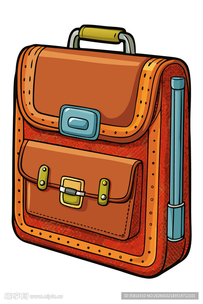 复古棕色双兜手提公文包