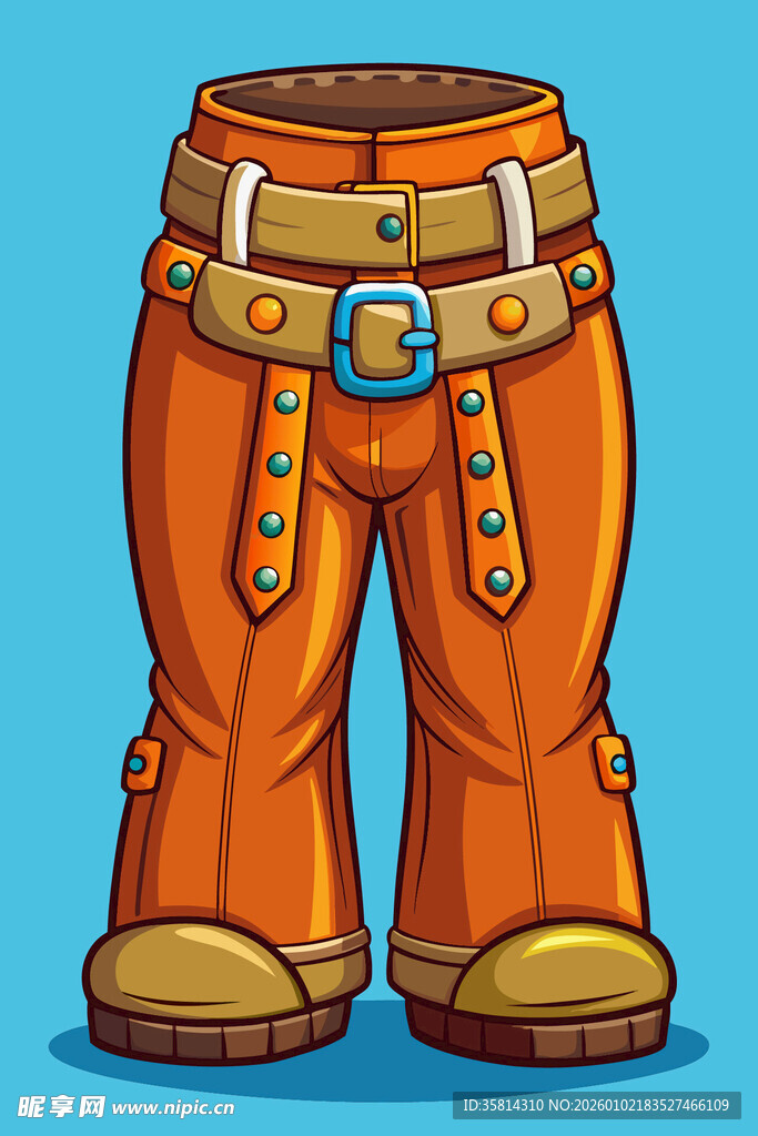 卡通风格橙色工装裤