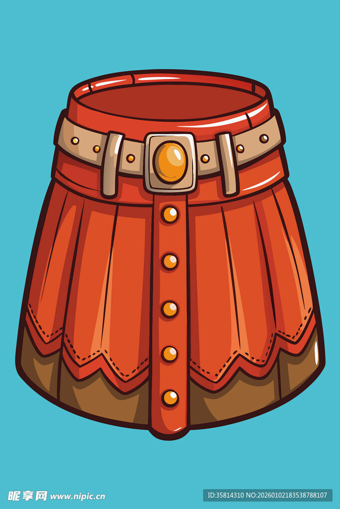 复古风红色短裙