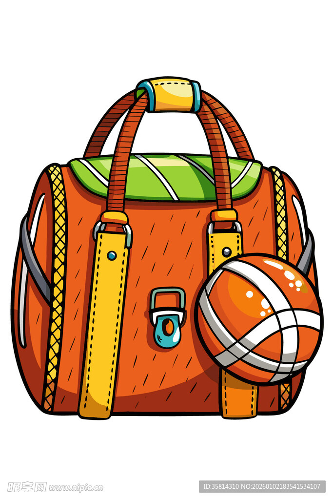 橙色运动包配排球