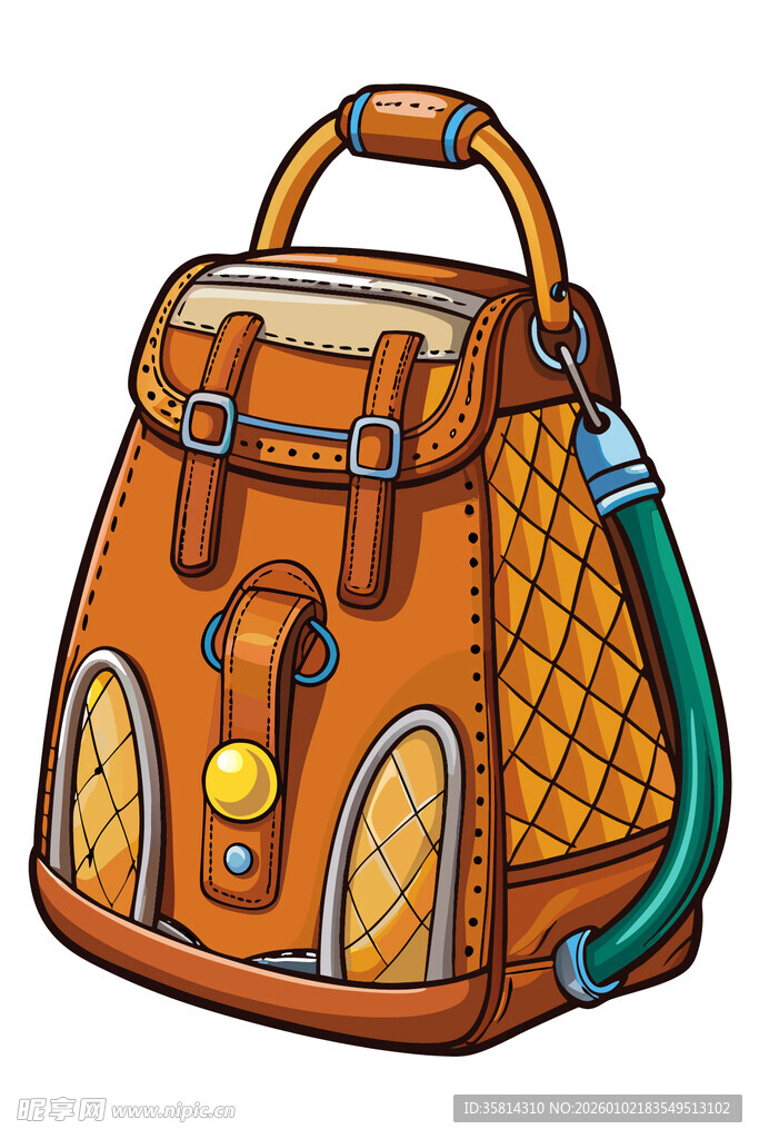 复古风格橙色宠物背包