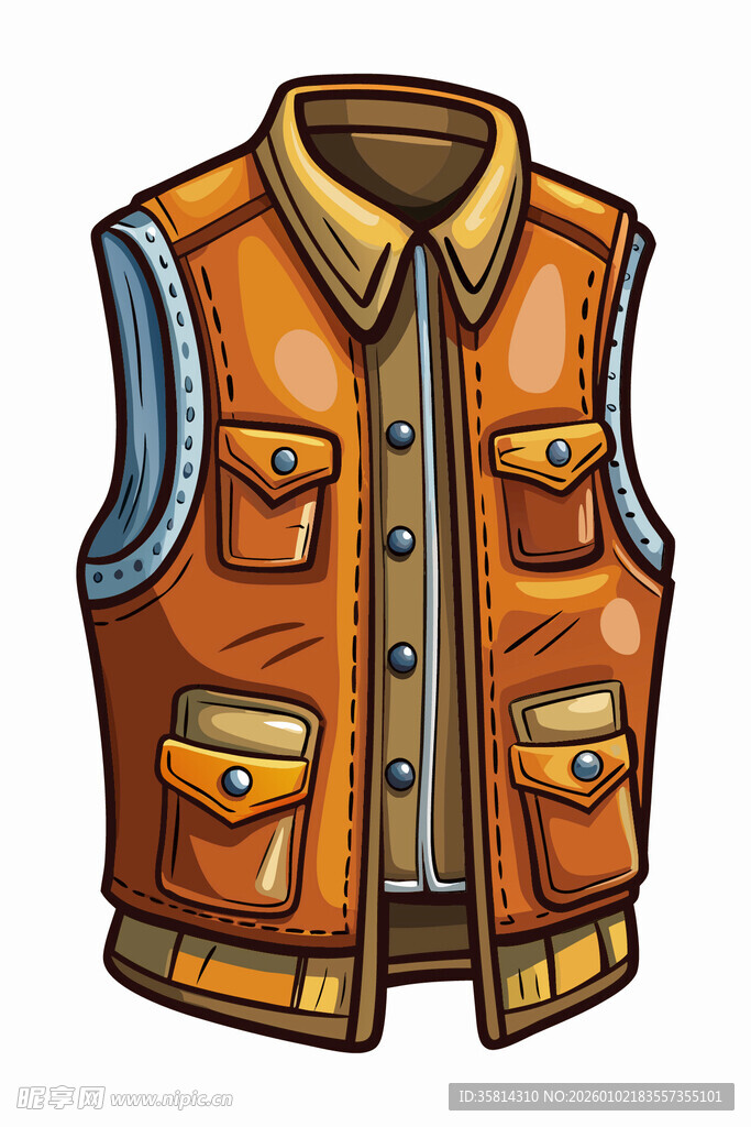 复古风多口袋牛仔马甲