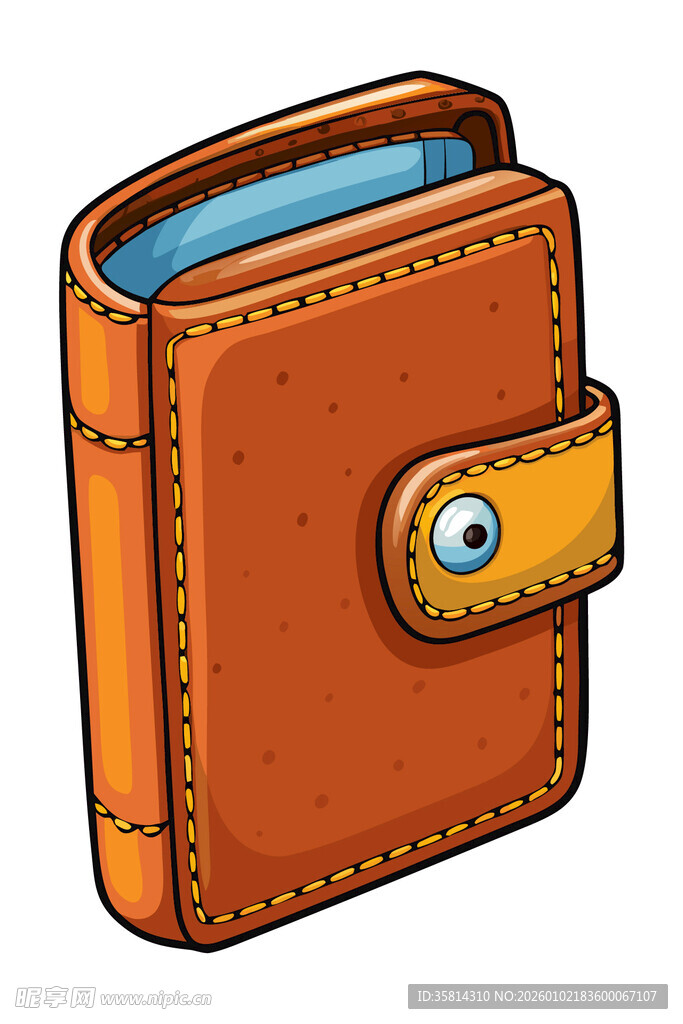 棕色皮质钱包插画