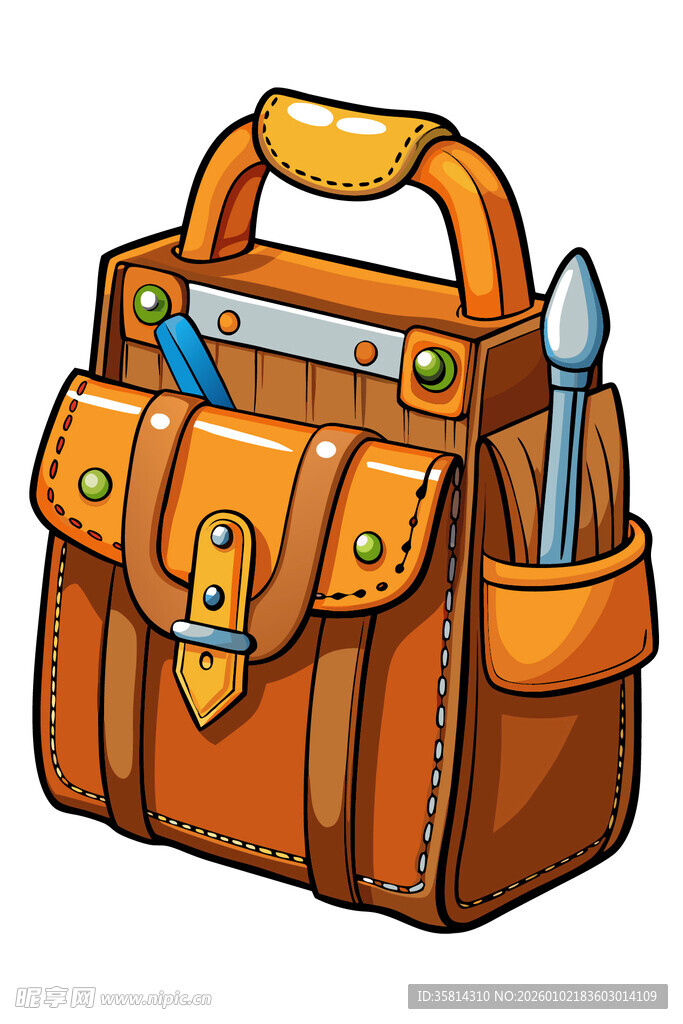 棕色工具包插画