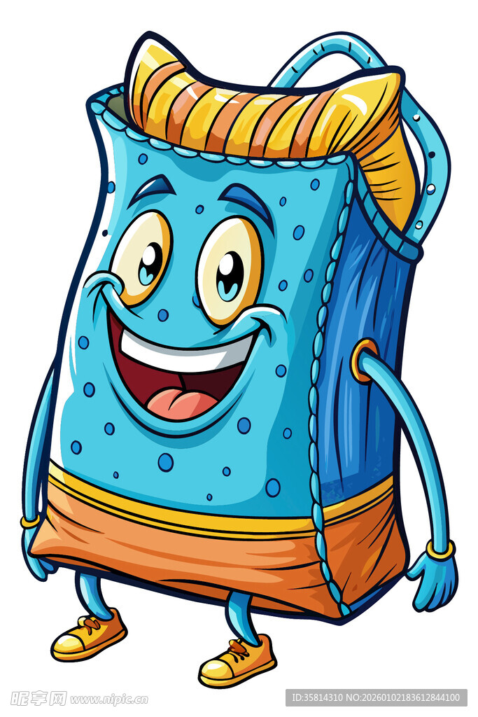 可爱卡通蓝色背包形象
