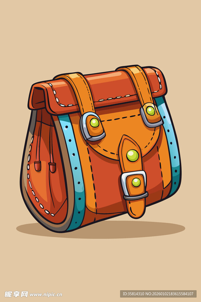 多彩皮质手提包插画