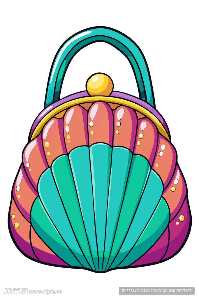 多彩贝壳形手提包