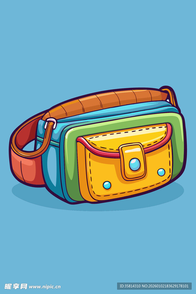 多彩卡通腰包设计图