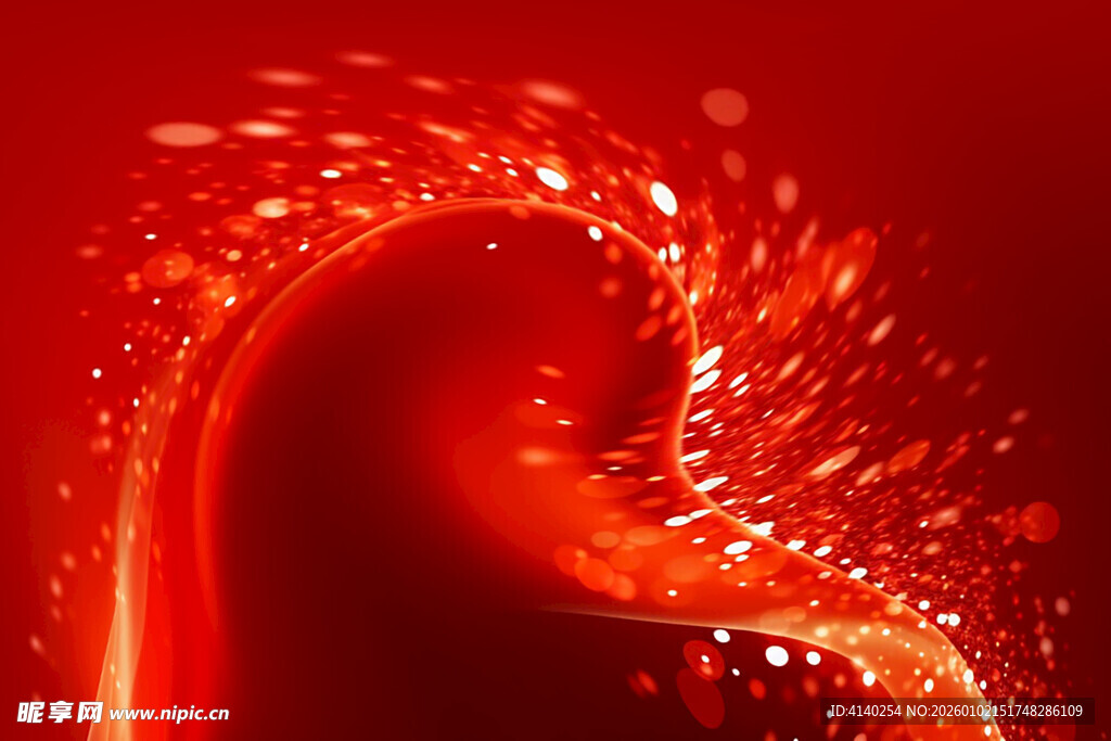 红色炫光动感曲线背景