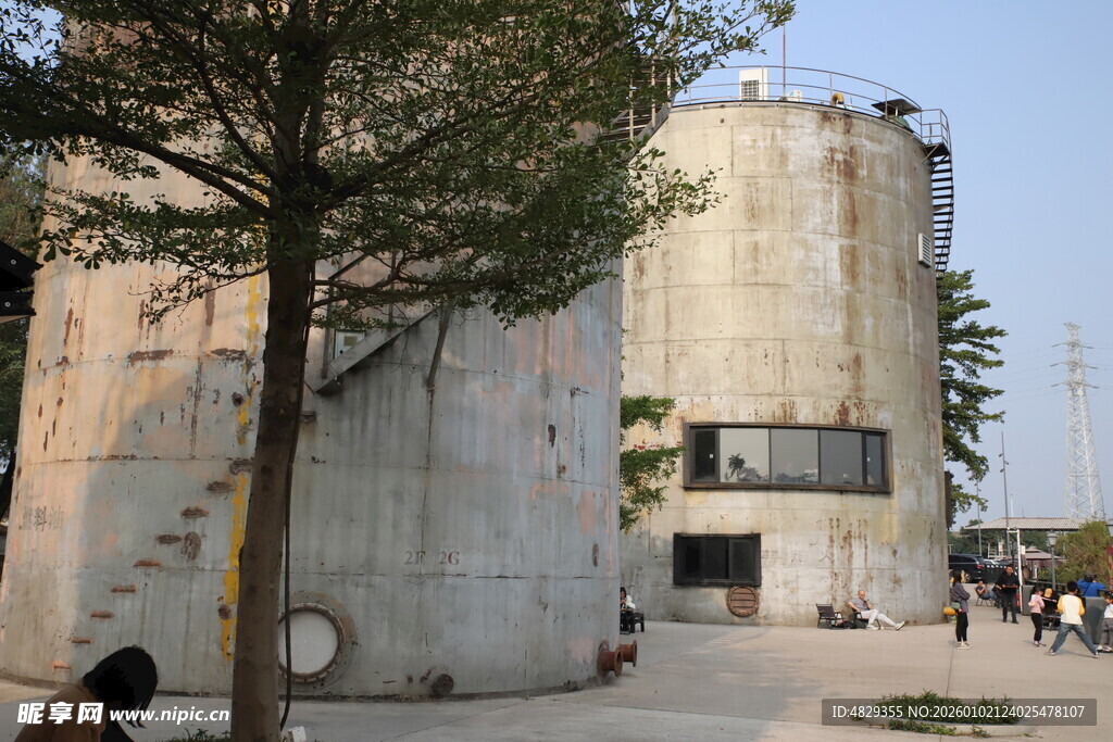 工业风筒仓建筑景观