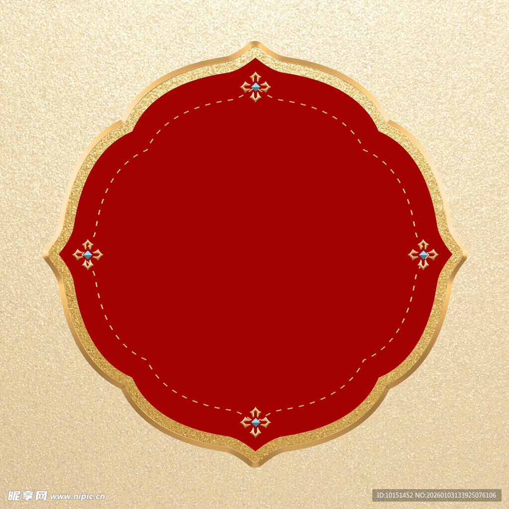 红色金边圆形装饰图案