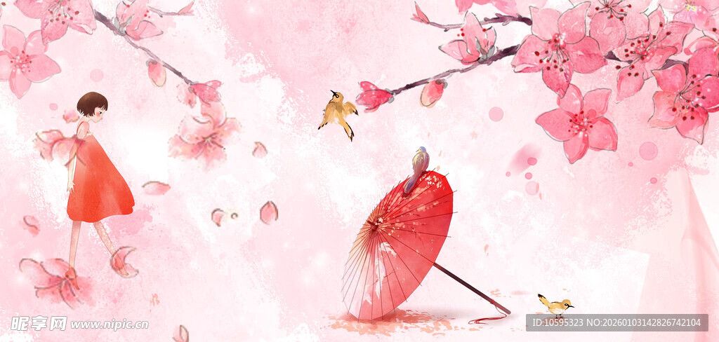 古风佳人赏樱图