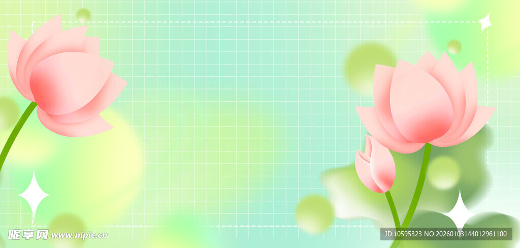 梦幻夏日荷花背景