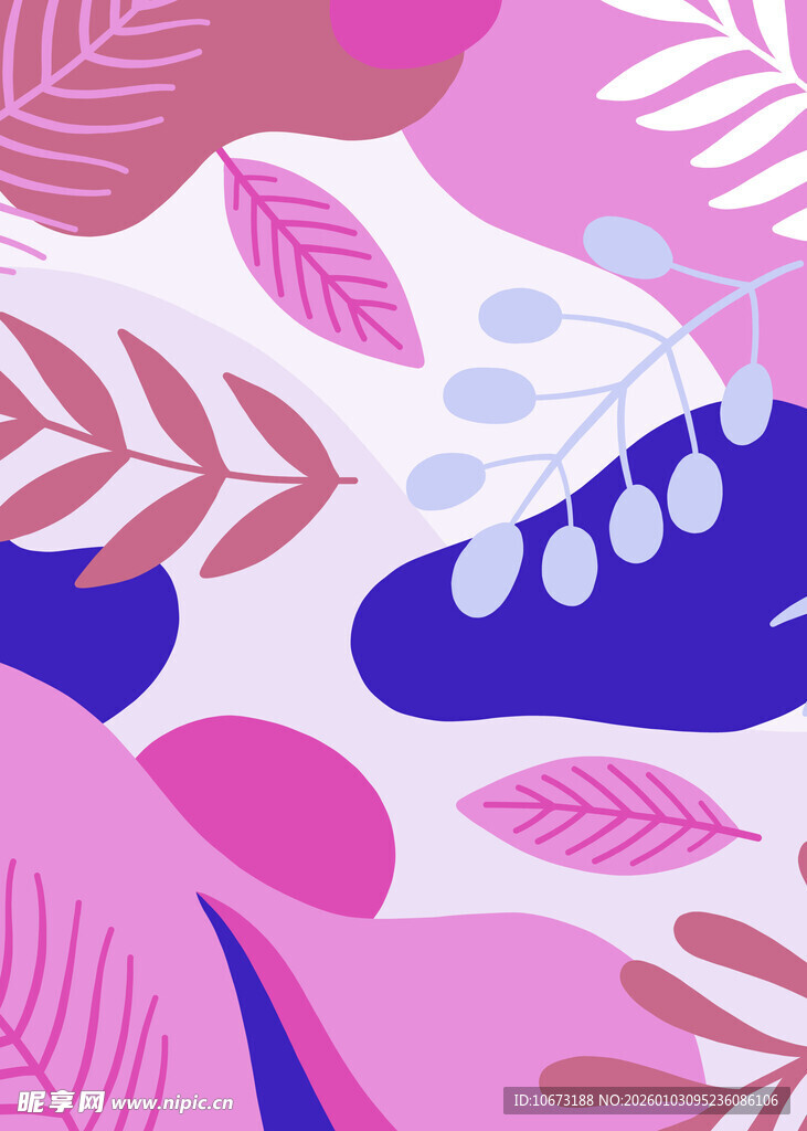梦幻粉色系植物图案背景