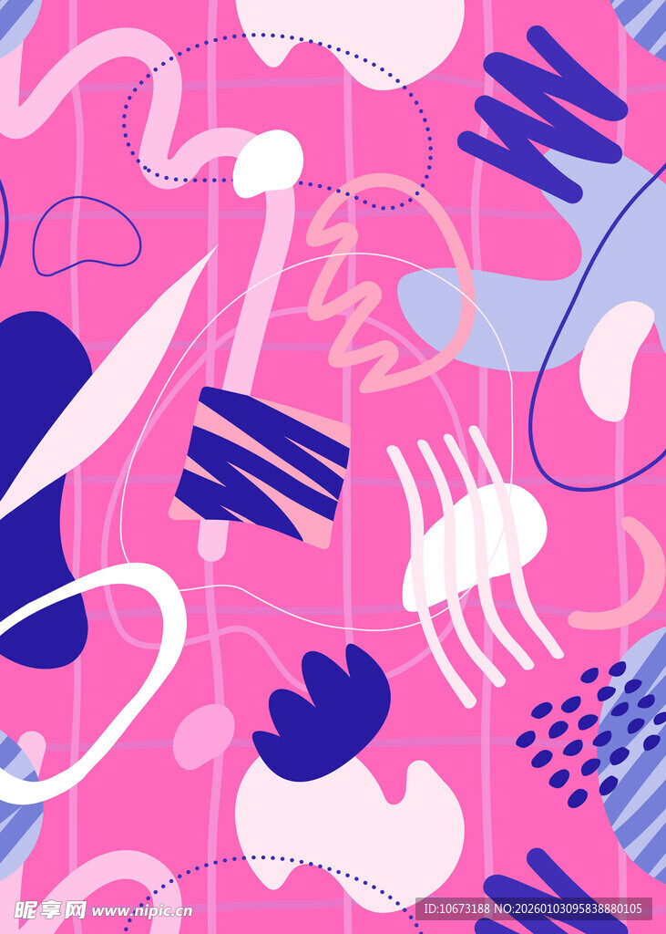 粉色抽象图案艺术插画