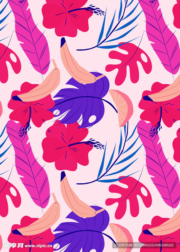 热带植物花卉图案背景