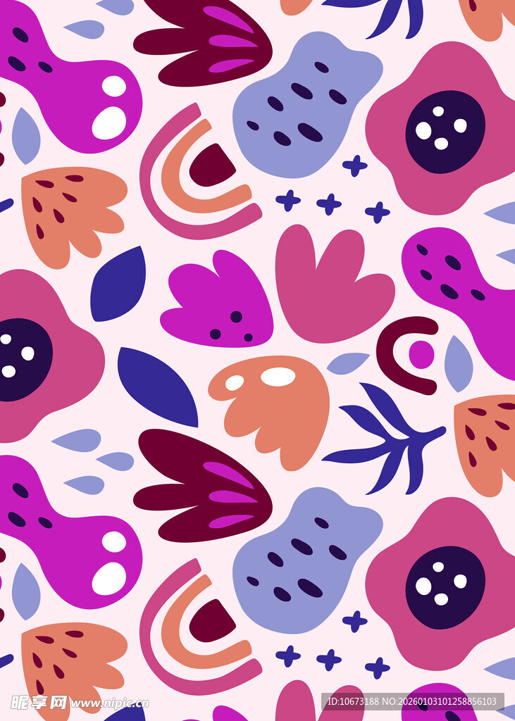 多彩抽象植物图案纹理