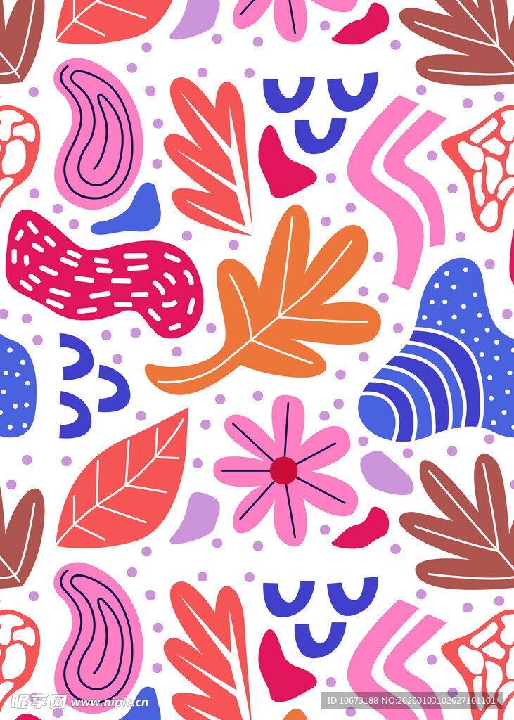 多彩手绘植物图案背景