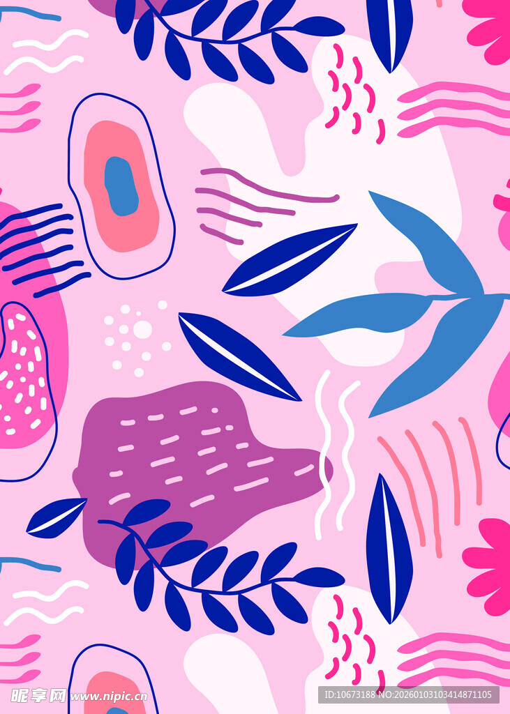 粉色系抽象植物图案背景