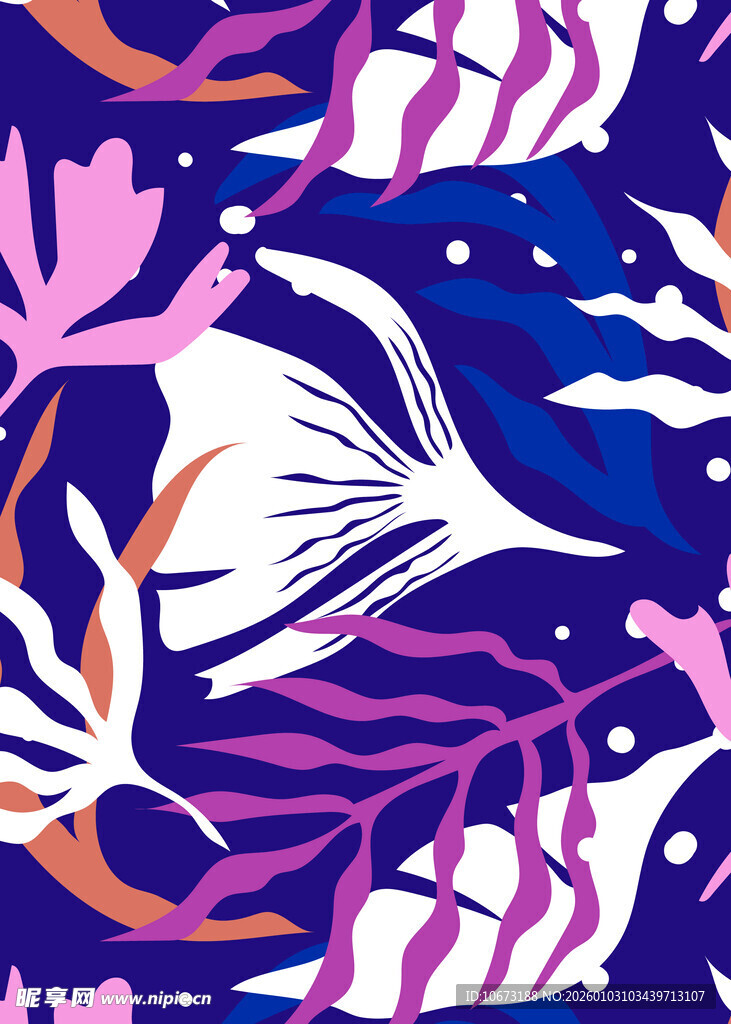 梦幻海洋生物图案设计