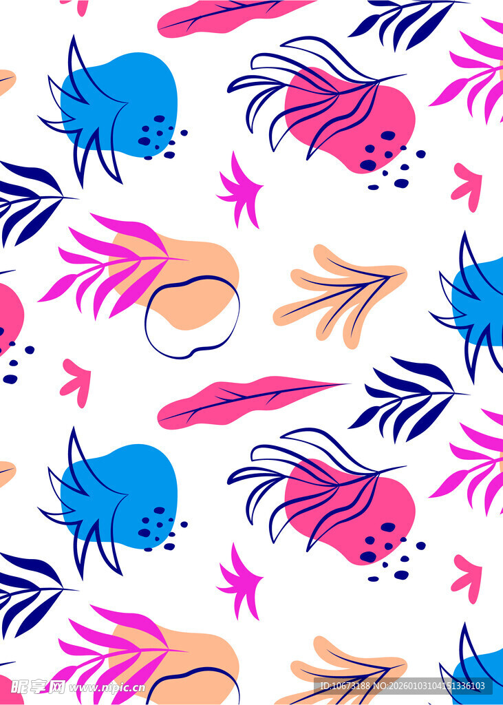 海洋生物水彩图案背景