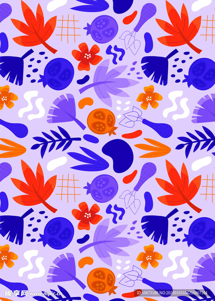 多彩花卉植物图案设计