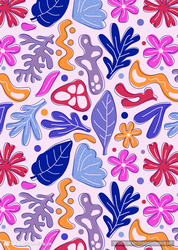多彩花卉植物图案背景