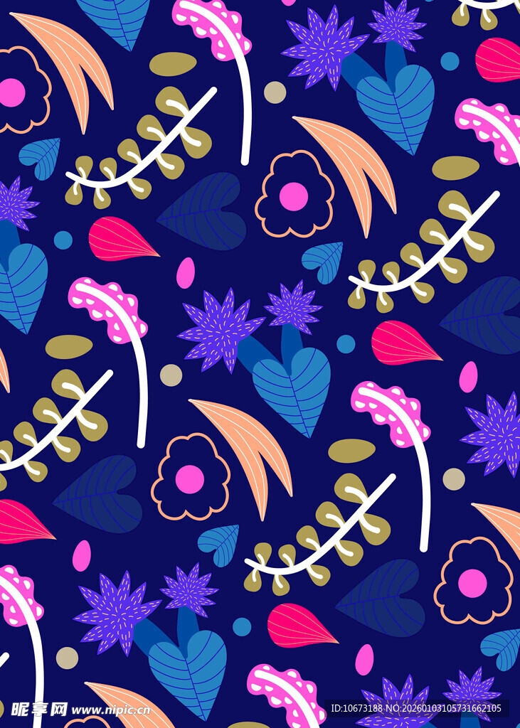 梦幻多彩花卉图案背景