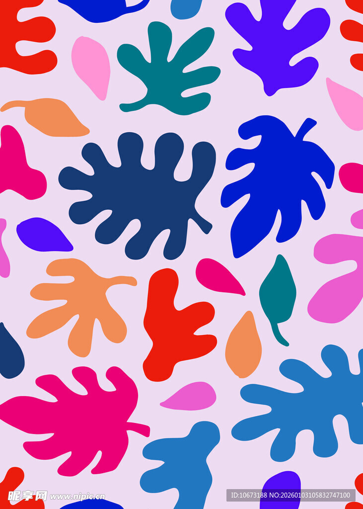 多彩手绘叶子图案背景