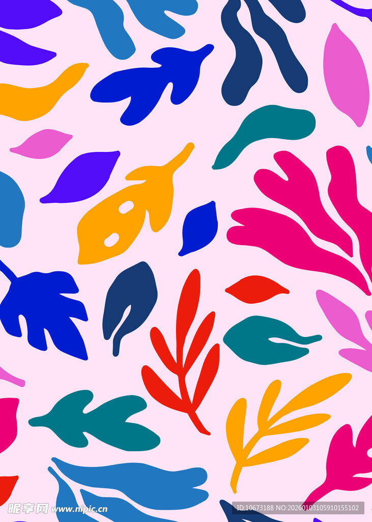 多彩花叶图案背景