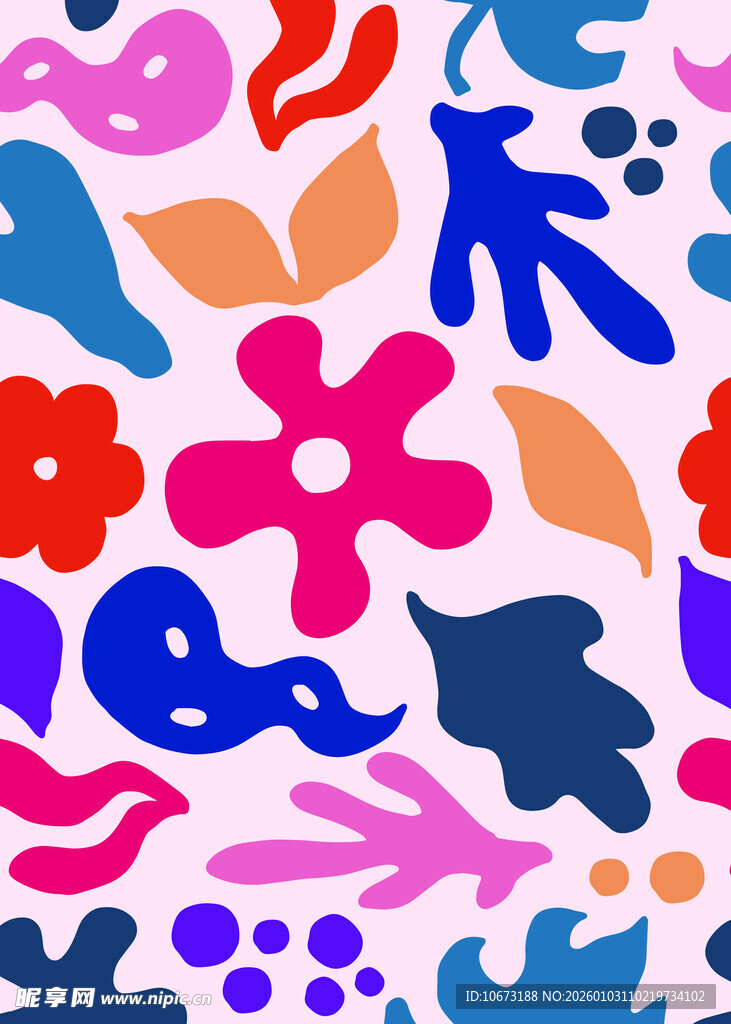 多彩抽象动植物图案背景