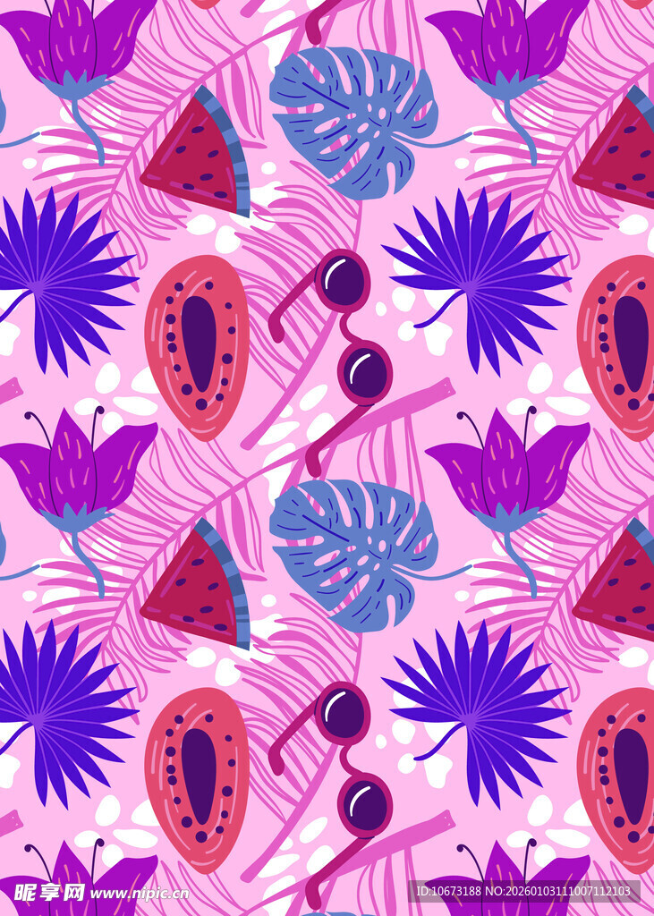 热带植物西瓜图案背景