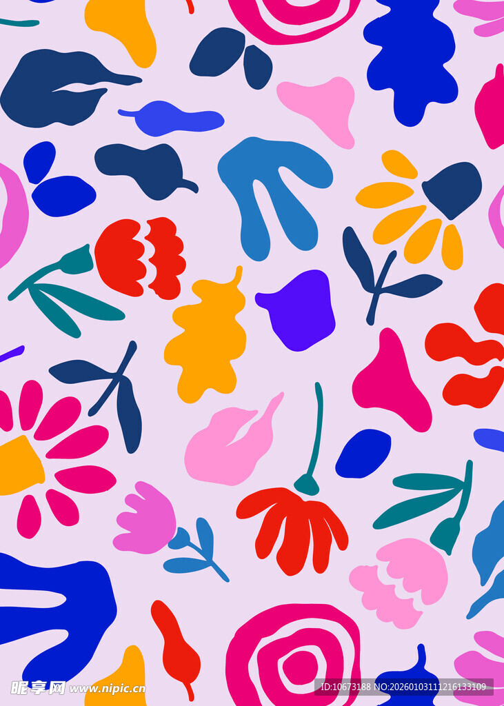 多彩手绘花卉图案背景