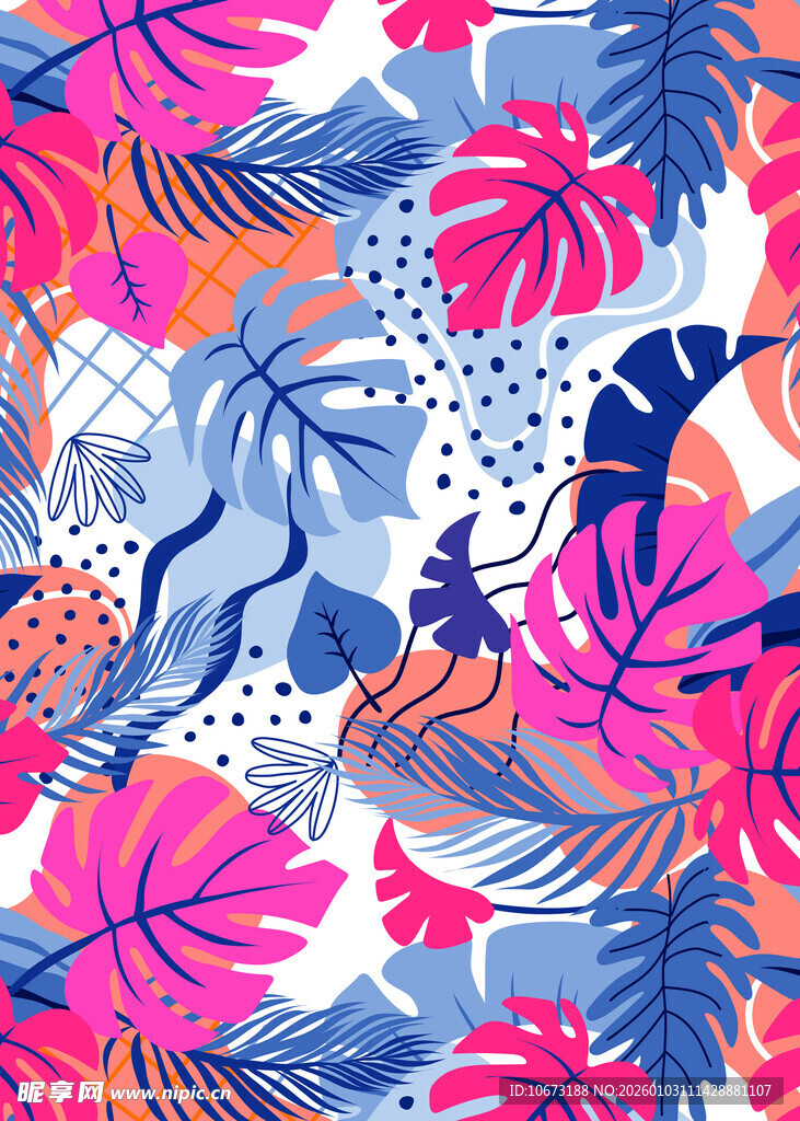 热带植物花卉图案背景