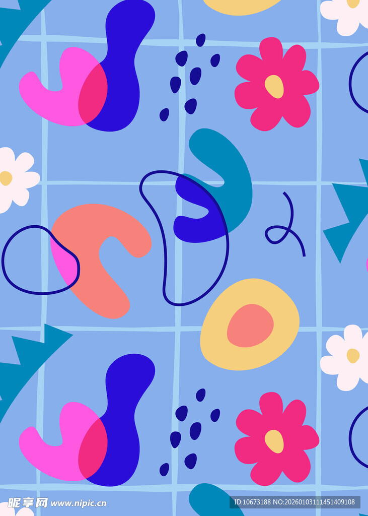 多彩抽象花卉图案设计