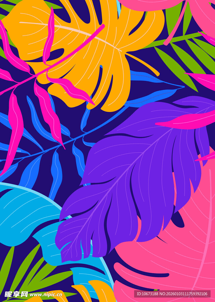 热带多彩植物图案