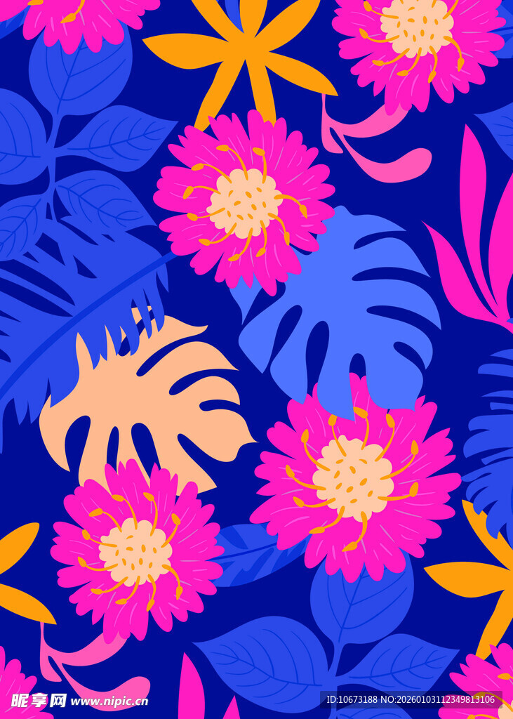 热带花卉图案背景