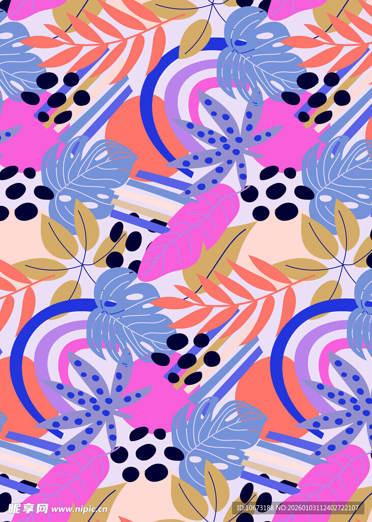 多彩几何花卉图案纹理