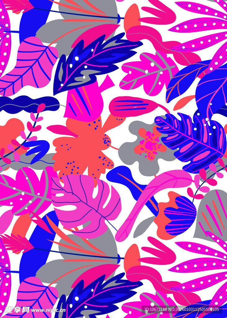 多彩热带植物图案