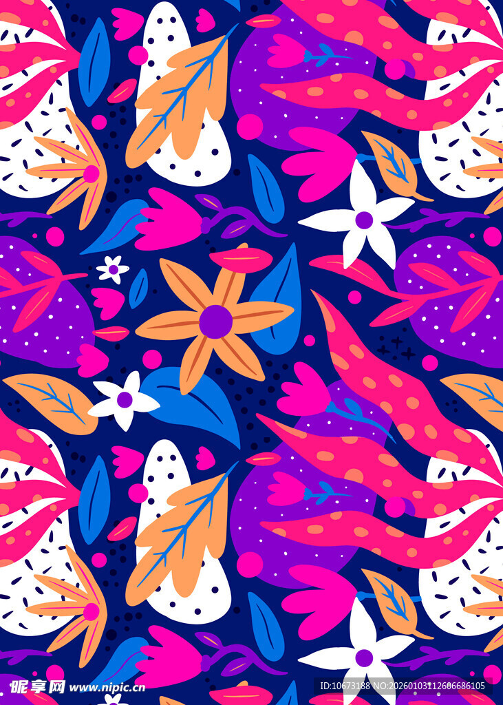 多彩圣诞元素无缝图案