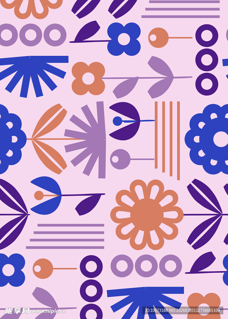 多彩花卉几何图案背景