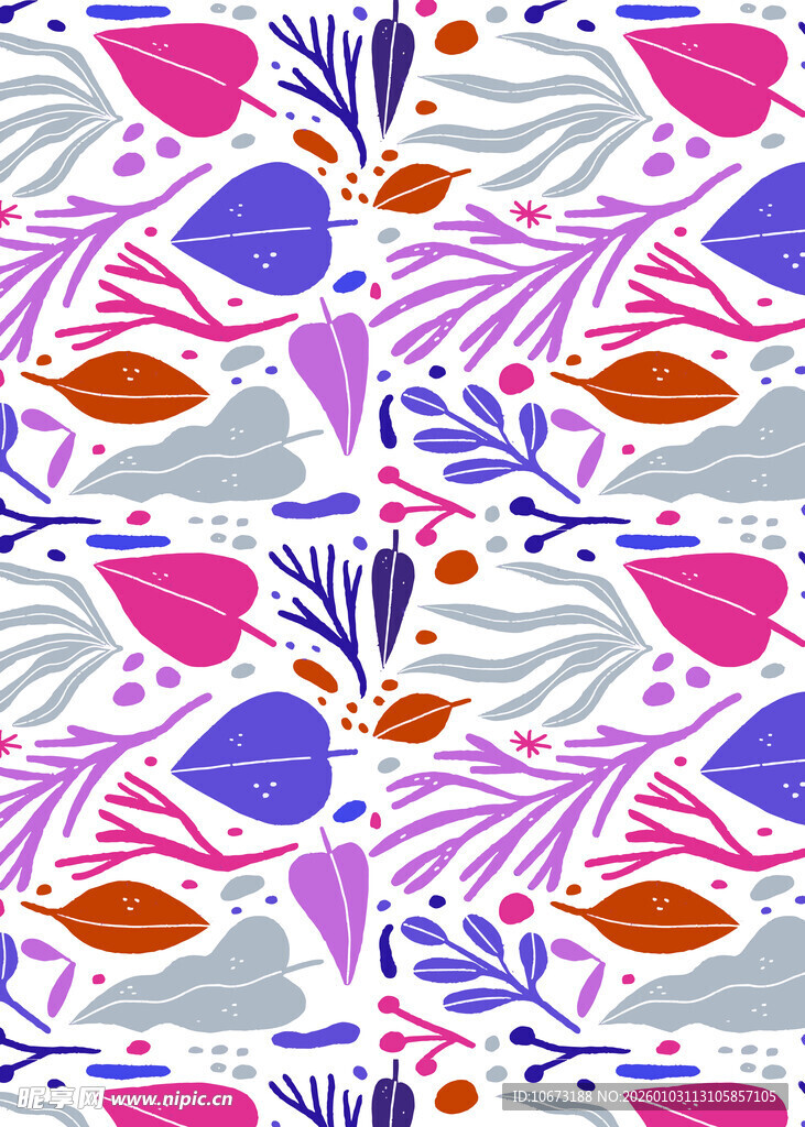 多彩几何花卉图案设计