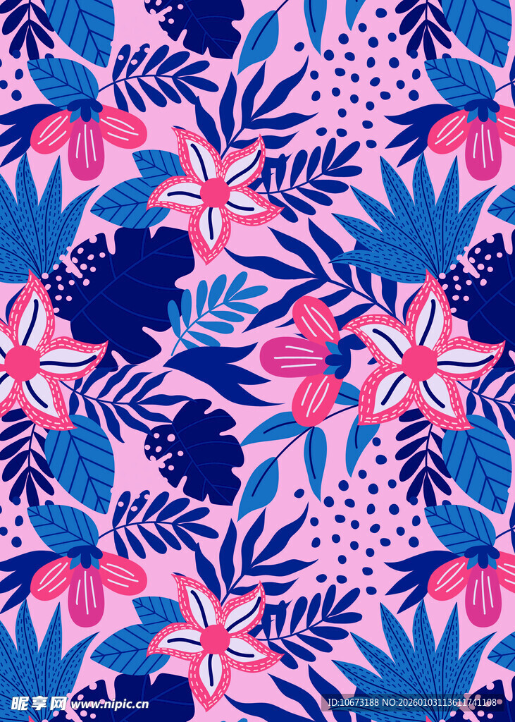 热带花卉植物图案背景
