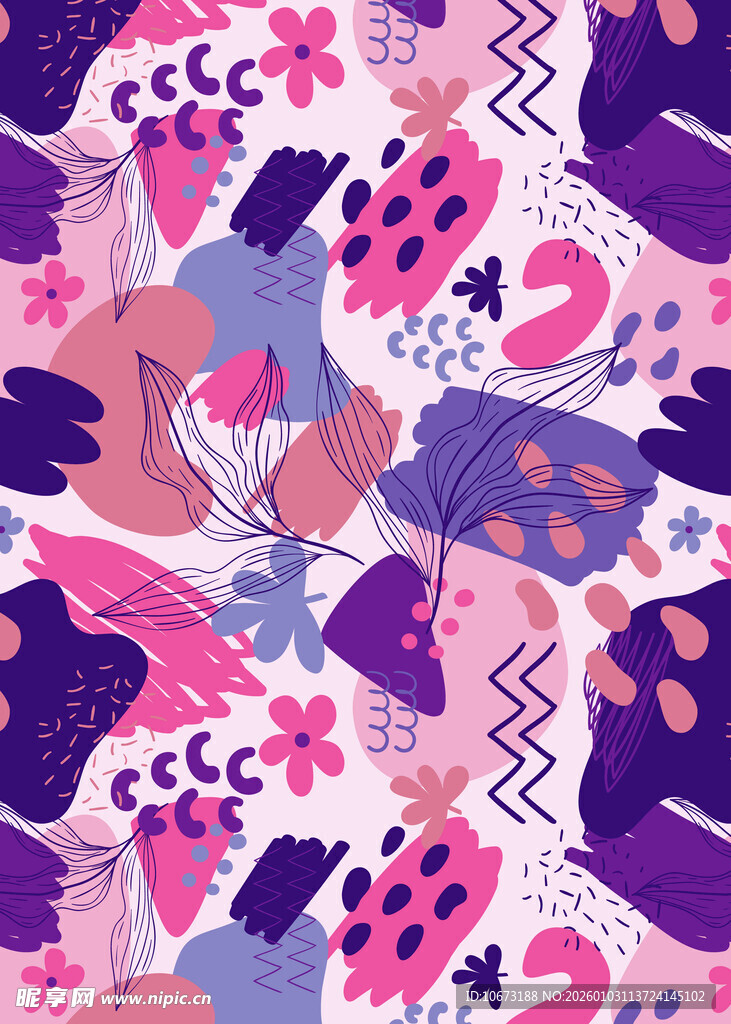 梦幻抽象花卉图案背景