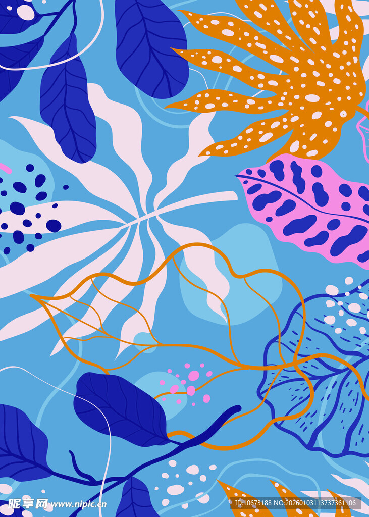 热带风情花卉鸟类图案