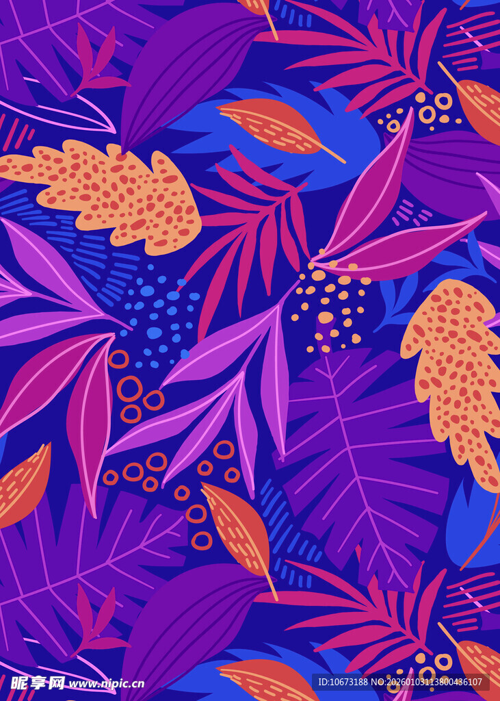 热带植物图案背景