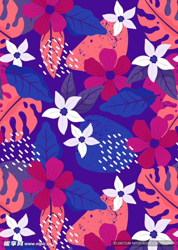 多彩花卉植物图案背景